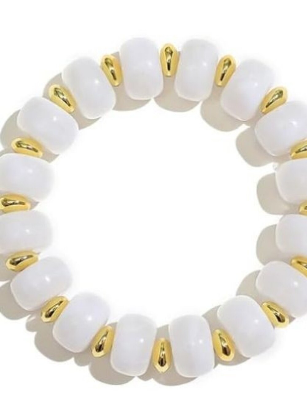 Statement Elastic Boho Resin  Bracelet, White